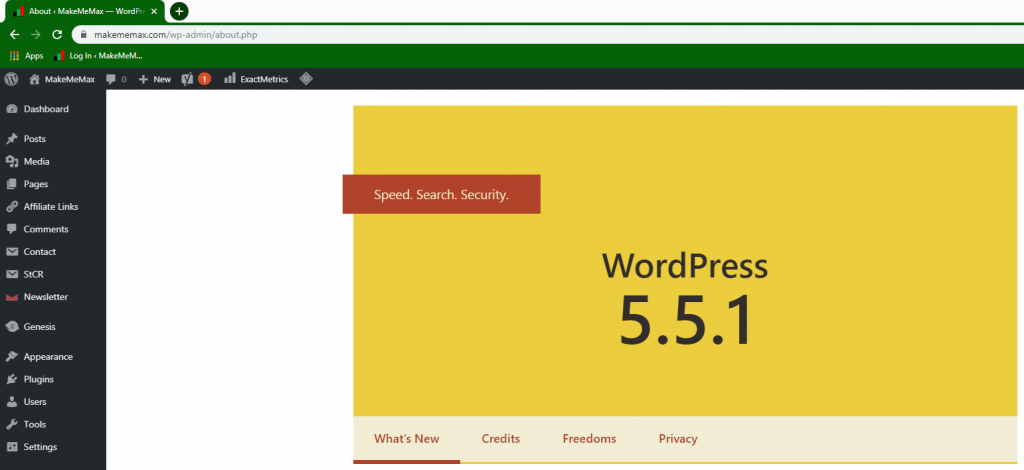 WordPress new version successfully installed